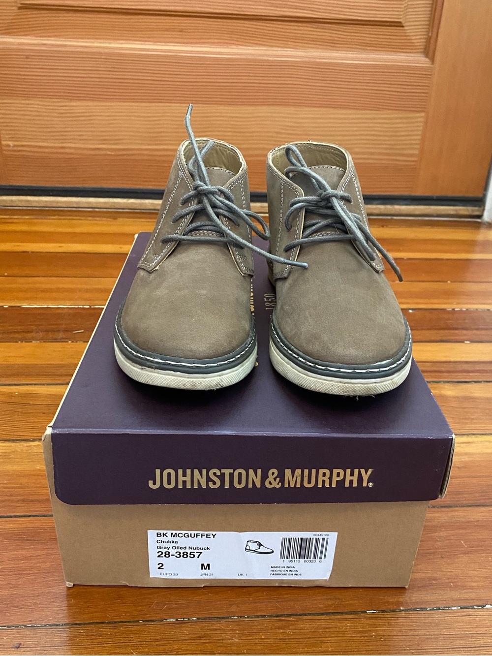 Boys Johnston & Murphy Leather Chukka, Size 2